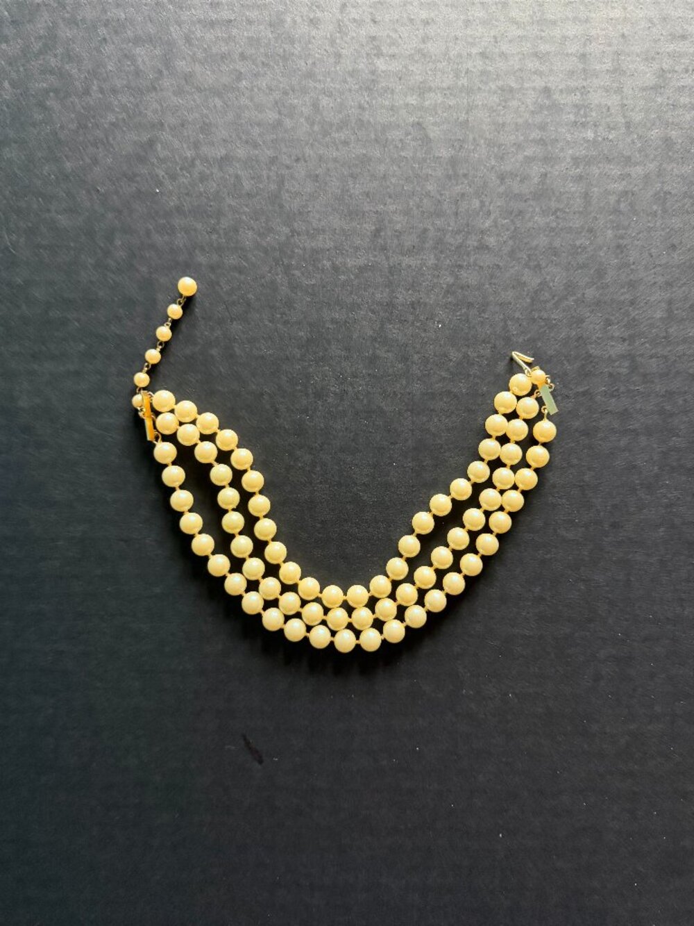 Vintage Triple-Strand Faux Pearl Adjustable Choker Necklace